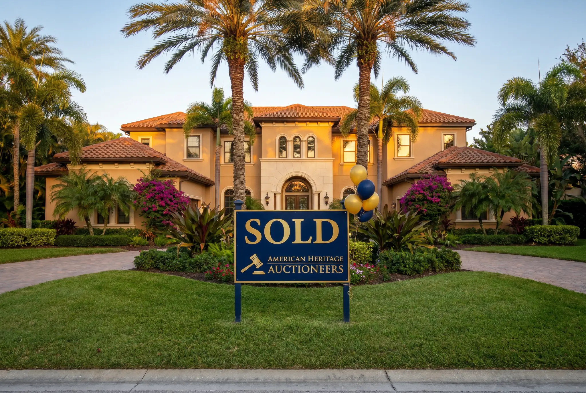 American Heritage Auctioneers sold sign in front of a property